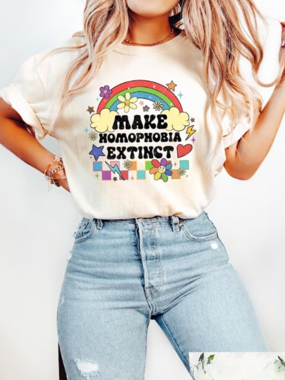 Make Homophobia Extinct Shirt, Rainbow Pride LGBT Ally Tee